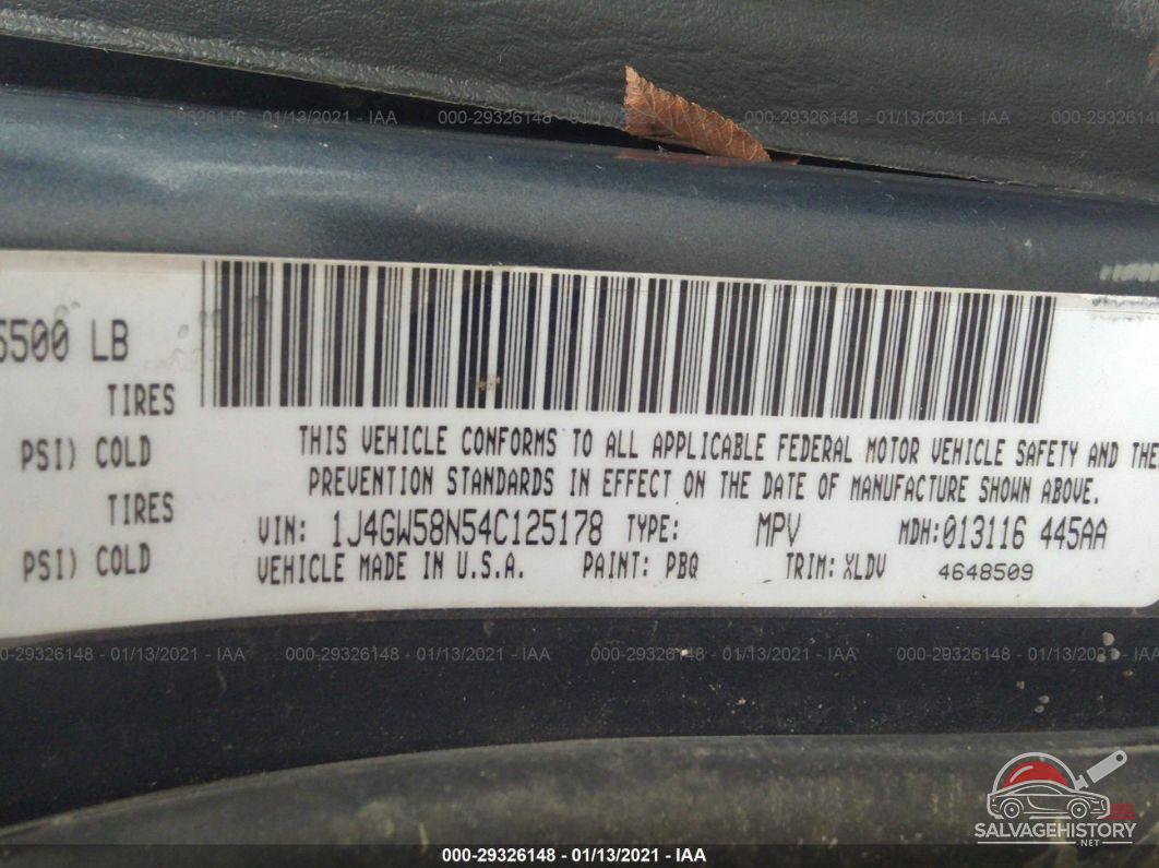 1J4GW58N54C125178 2004 JEEP GRAND CHEROKEE photo no. 9