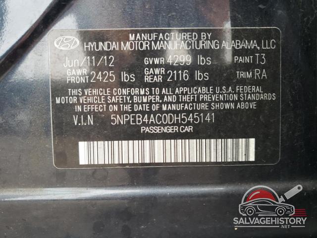 5NPEB4AC0DH545141 2013 HYUNDAI SONATA photo no. 12