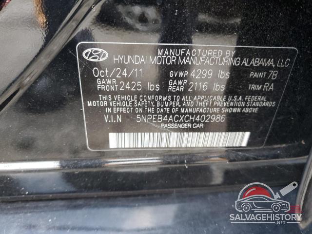5NPEB4ACXCH402986 2012 HYUNDAI SONATA photo no. 12