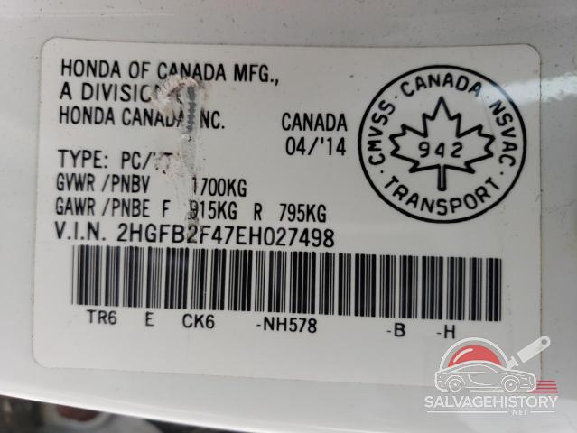 2HGFB2F47EH027498 2014 HONDA CIVIC photo no. 12