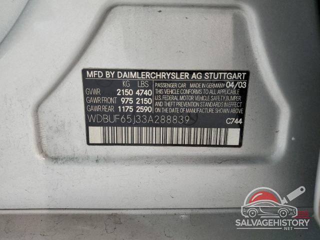 WDBUF65J33A288839 2003 MERCEDES-BENZ E-CLASS photo no. 12