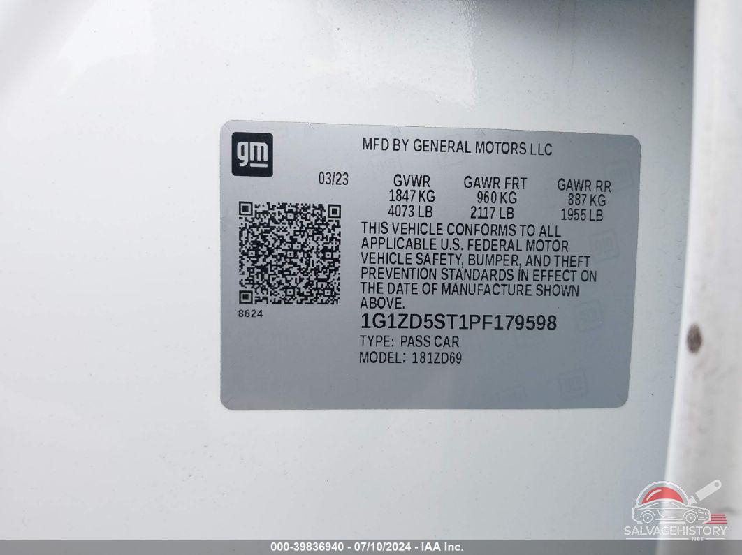 1G1ZD5ST1PF179598 2023 CHEVROLET MALIBU photo no. 9
