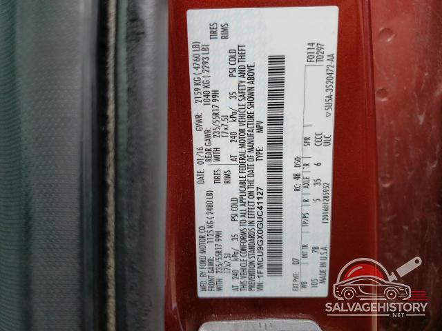 1FMCU9GX0GUC41127 2016 FORD ESCAPE photo no. 13
