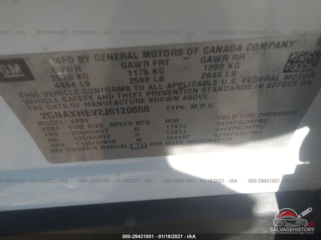 2GNAXHEV2J6120658 2018 CHEVROLET EQUINOX photo no. 9