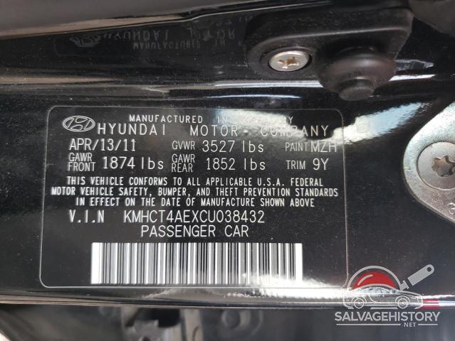 KMHCT4AEXCU038432 2012 HYUNDAI ACCENT photo no. 12