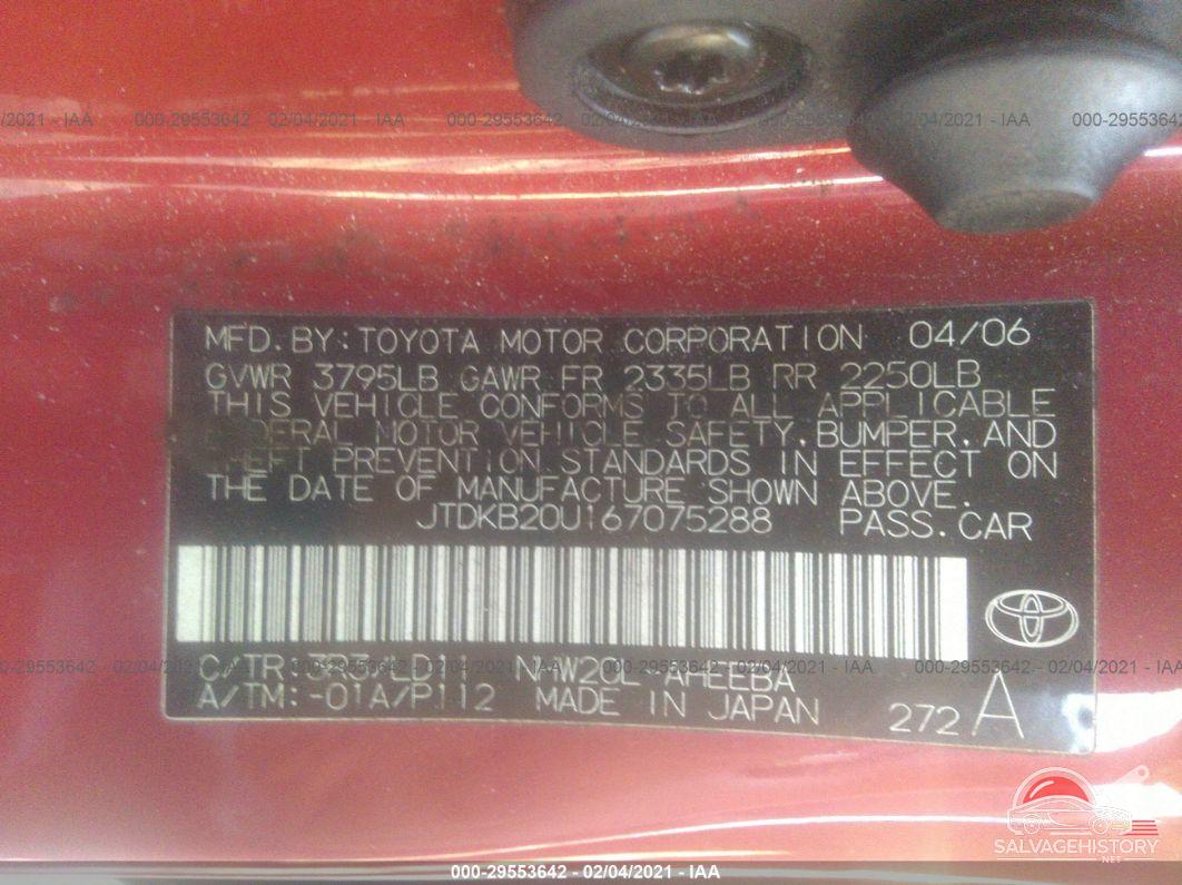JTDKB20U167075288 2006 TOYOTA PRIUS photo no. 9