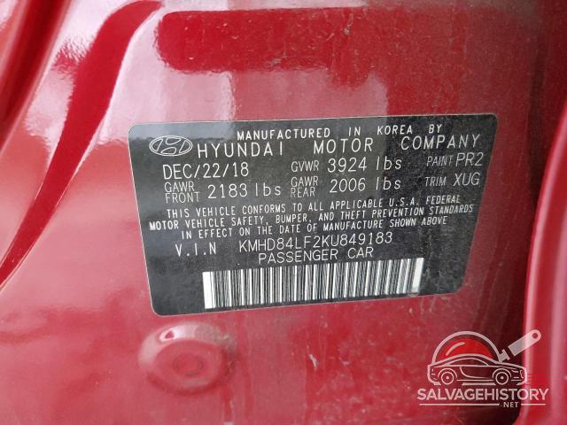 KMHD84LF2KU849183 2019 HYUNDAI ELANTRA photo no. 12