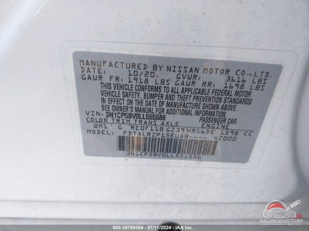 3N1CP5BV0LL555586 2020 NISSAN KICKS photo no. 9