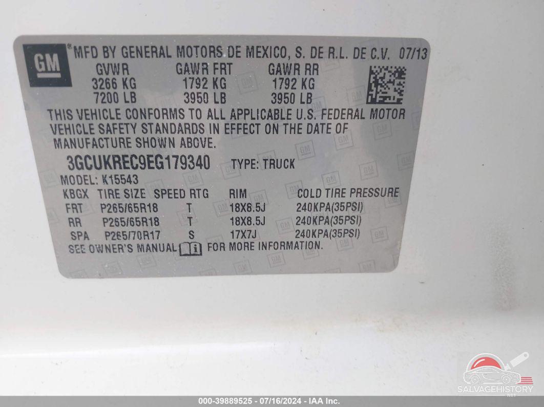 3GCUKREC9EG179340 2014 CHEVROLET SILVERADO 1500 photo no. 9