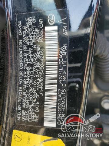 JTHBA30G545044216 2004 LEXUS ES330 photo no. 13