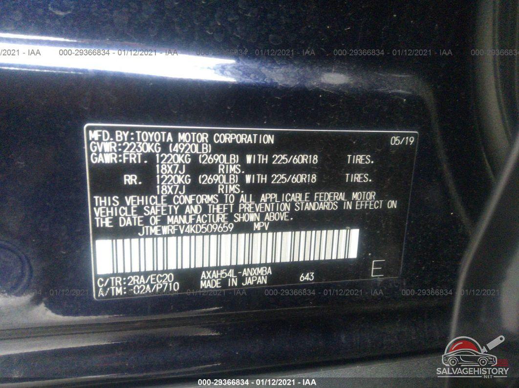 JTMEWRFV4KD509659 2019 TOYOTA RAV4 photo no. 9