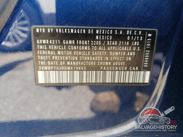 3VWDP7AJ0DM419849 2013 VOLKSWAGEN JETTA photo no. 12