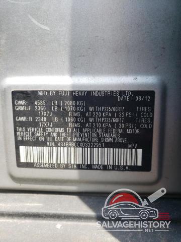 4S4BRBCCXD3222951 2013 SUBARU OUTBACK photo no. 13
