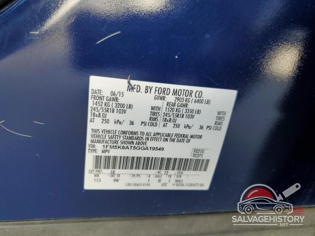 1FM5K8AT5GGA19549 2016 FORD EXPLORER photo no. 14