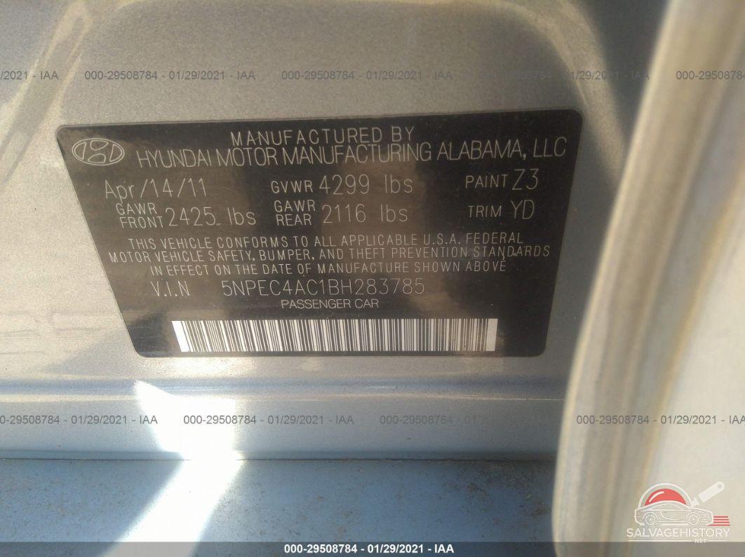 5NPEC4AC1BH283785 2011 HYUNDAI SONATA photo no. 9