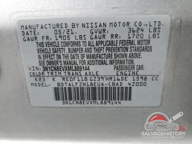 3N1CN8EVXML889144 2021 NISSAN VERSA photo no. 12
