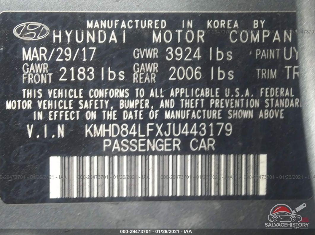 KMHD84LFXJU443179 2018 HYUNDAI ELANTRA photo no. 9