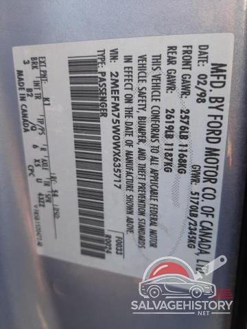 2MEFM75W0WX635717 1998 MERCURY GRMARQUIS photo no. 12