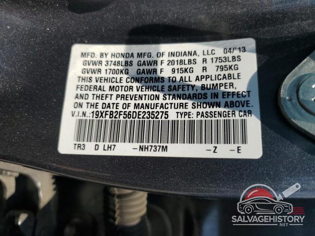 19XFB2F56DE235275 2013 HONDA CIVIC photo no. 12