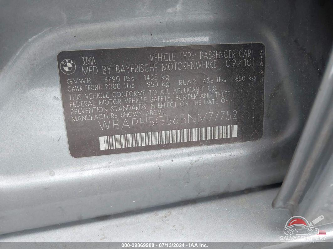 WBAPH5G56BNM77752 2011 BMW 328I photo no. 9