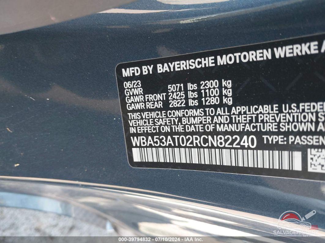 WBA53AT02RCN82240 2024 BMW M440I photo no. 9