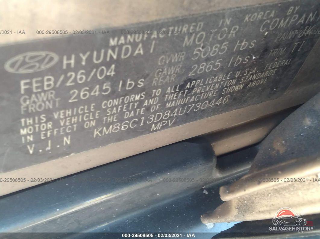 KM8SC13D84U730446 2004 HYUNDAI SANTA FE photo no. 9