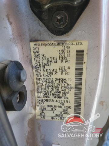 1N6BD06T56C411591 2006 NISSAN FRONTIER photo no. 12