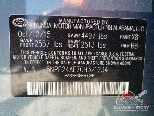 5NPE24AF7GH321234 2016 HYUNDAI SONATA photo no. 12