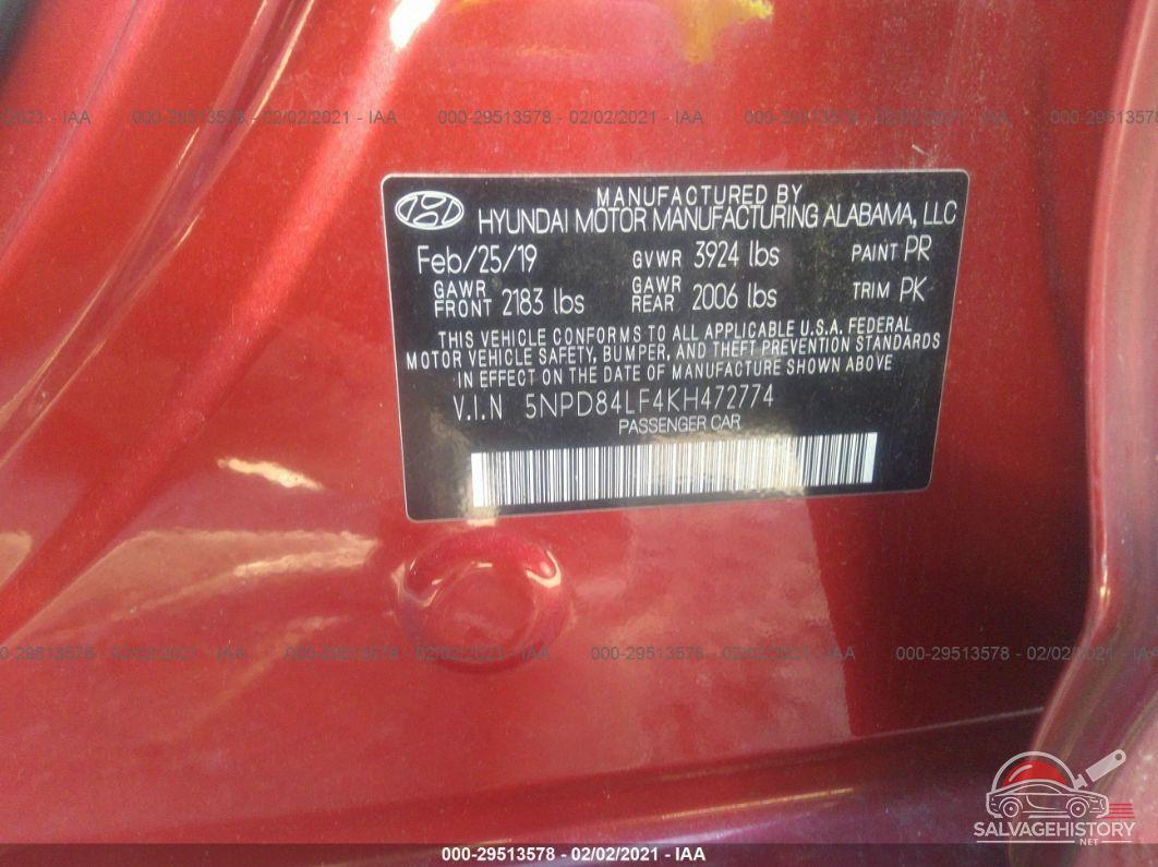 5NPD84LF4KH472774 2019 HYUNDAI ELANTRA photo no. 9