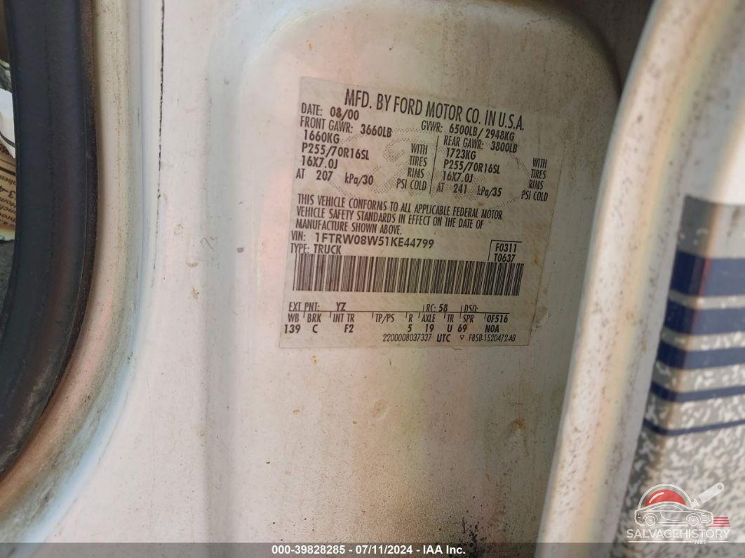 1FTRW08W51KE44799 2001 FORD F150 photo no. 9