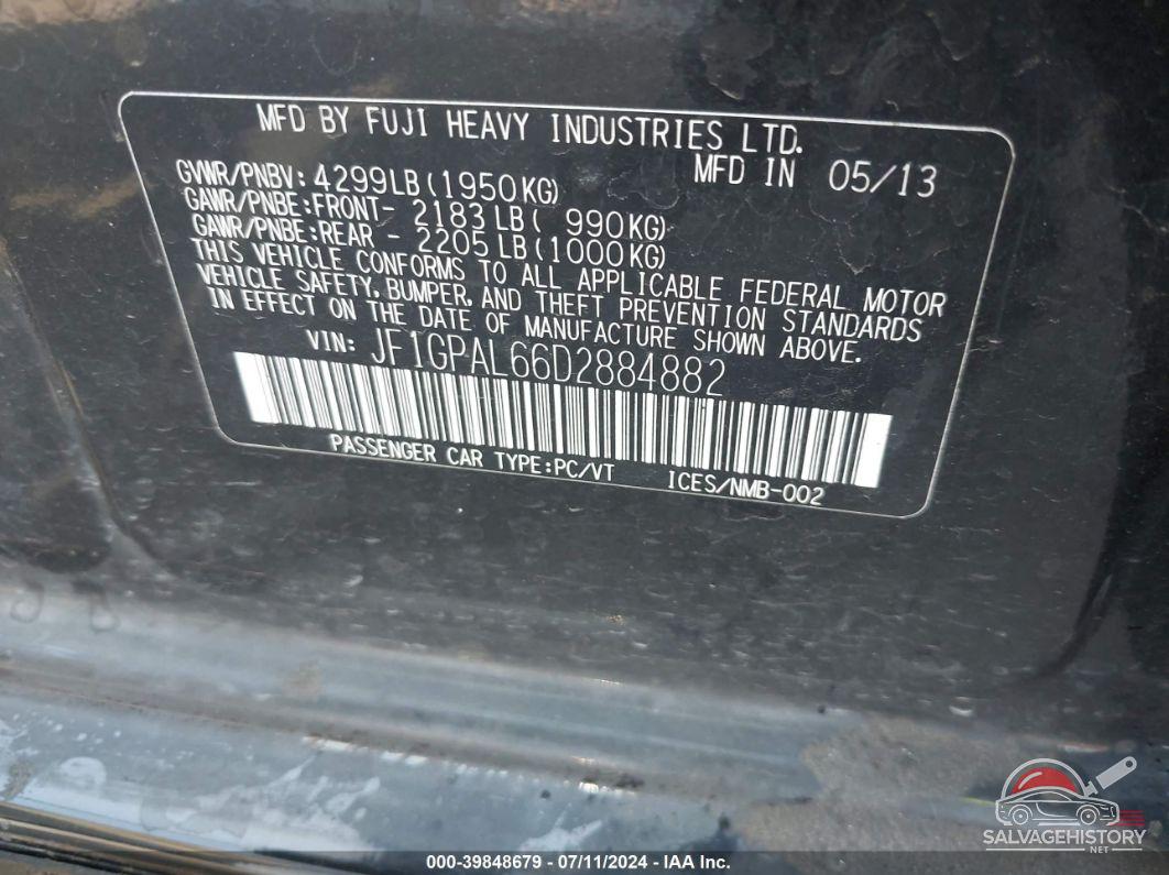 JF1GPAL66D2884882 2013 SUBARU IMPREZA photo no. 9