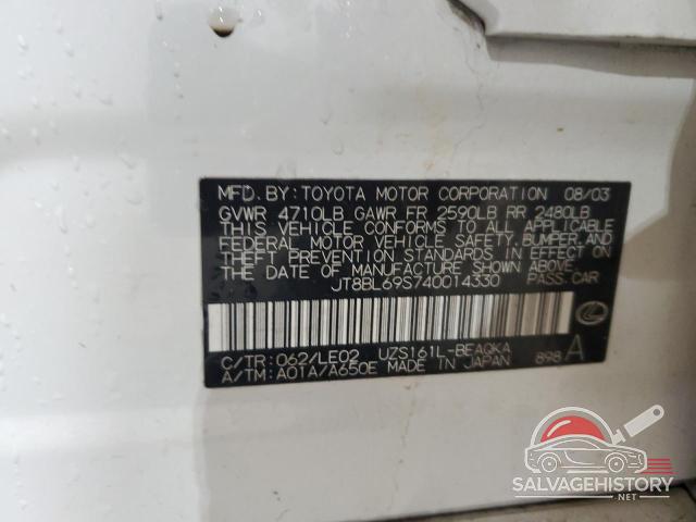JT8BL69S740014330 2004 LEXUS GS430 photo no. 12