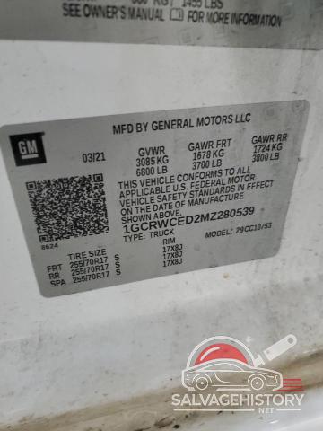 1GCRWCED2MZ280539 2021 CHEVROLET ALL Models photo no. 12