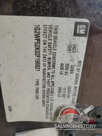 1G2WP52K02F196821 2002 PONTIAC GRANDPRIX photo no. 12