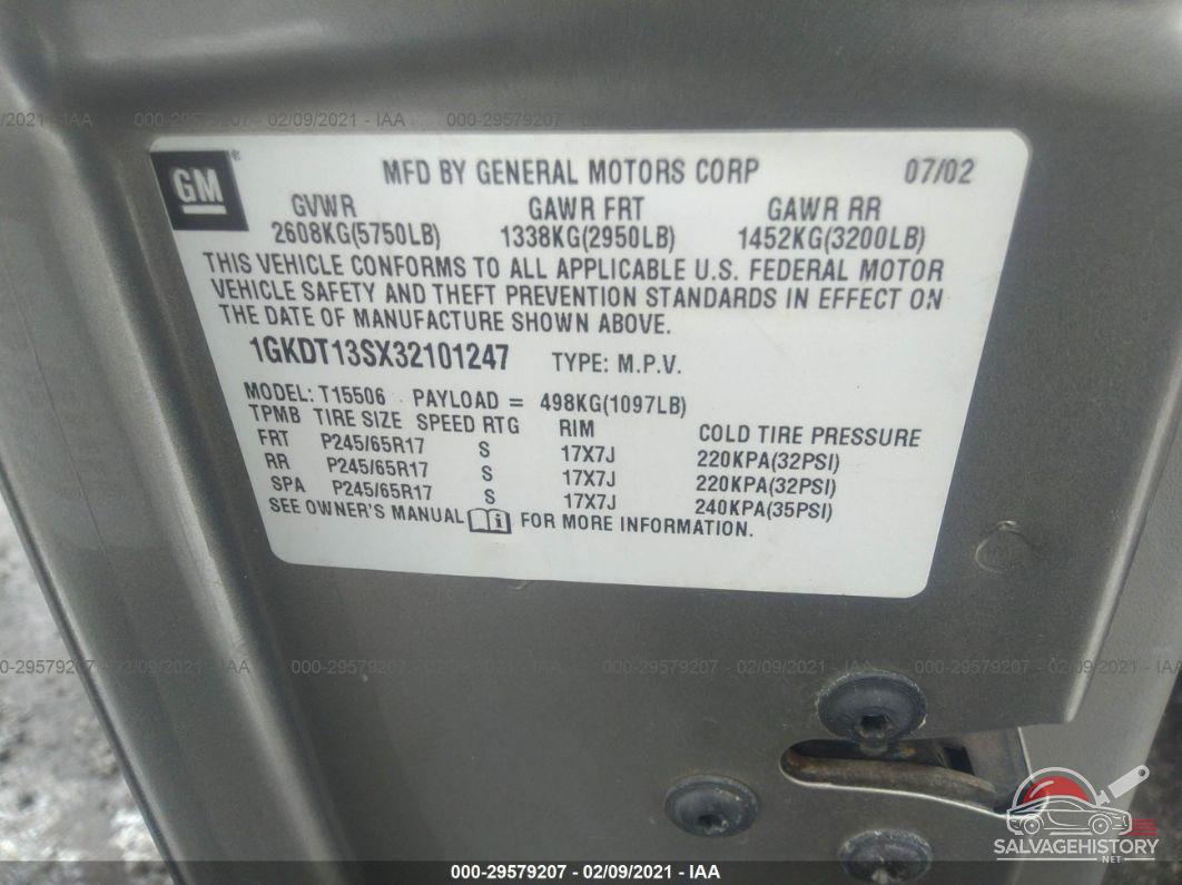 1GKDT13SX32101247 2003 GMC ENVOY photo no. 9