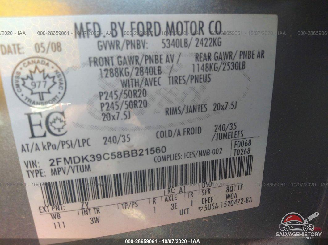 2FMDK39C58BB21560 2008 FORD EDGE photo no. 9