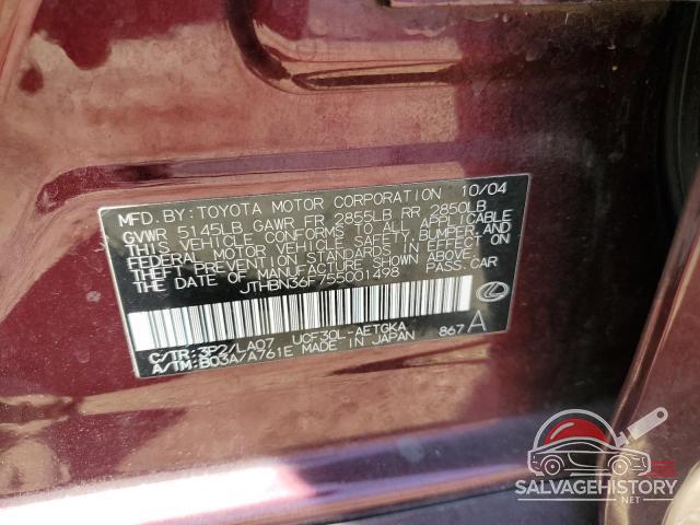 JTHBN36F755001498 2005 LEXUS LS430 photo no. 12