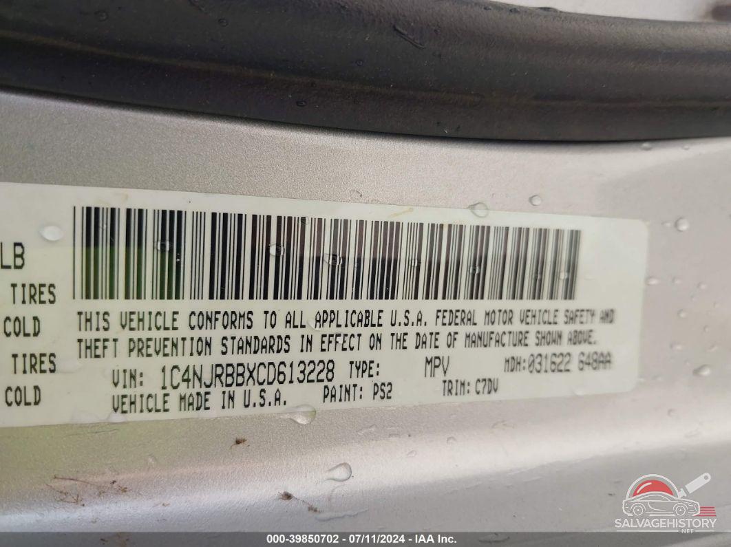1C4NJRBBXCD613228 2012 JEEP PATRIOT photo no. 9