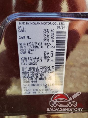 5N1AL0MM1EC532416 2014 INFINITI QX60 photo no. 13