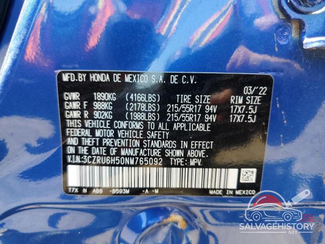 3CZRU6H50NM765092 2022 HONDA HR-V photo no. 12