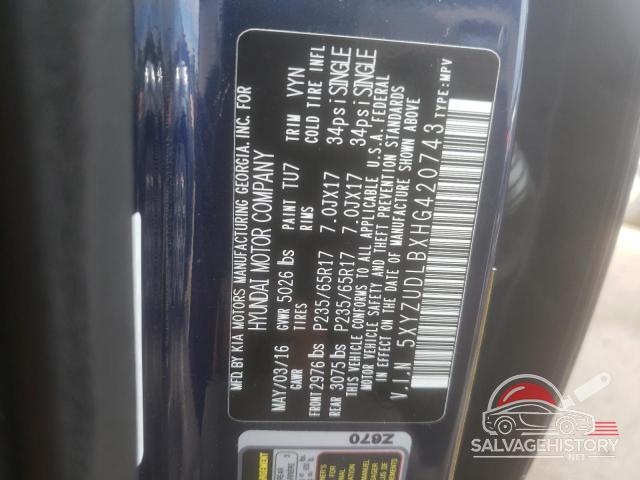 5XYZUDLBXHG420743 2017 HYUNDAI SANTA FE photo no. 13
