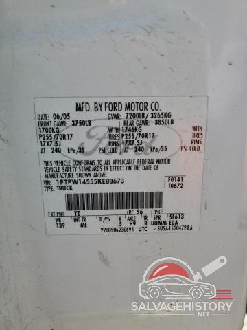 1FTPW14555KE88673 2005 FORD F-150 photo no. 12
