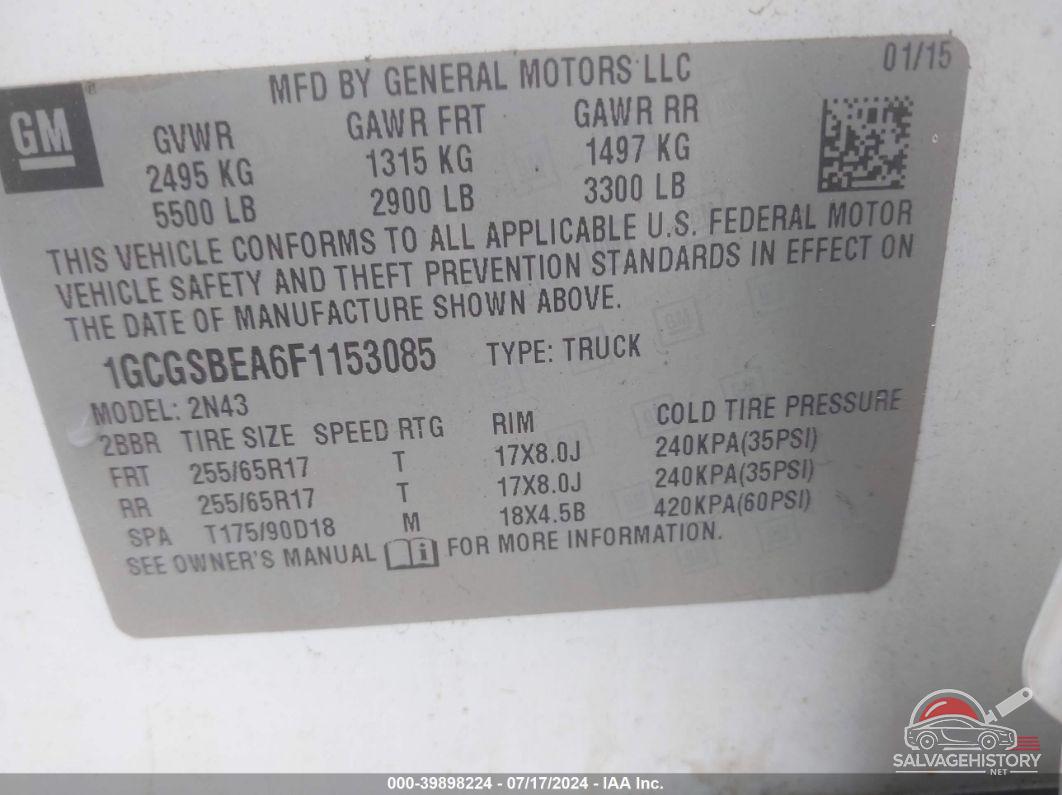 1GCGSBEA6F1153085 2015 CHEVROLET COLORADO photo no. 9