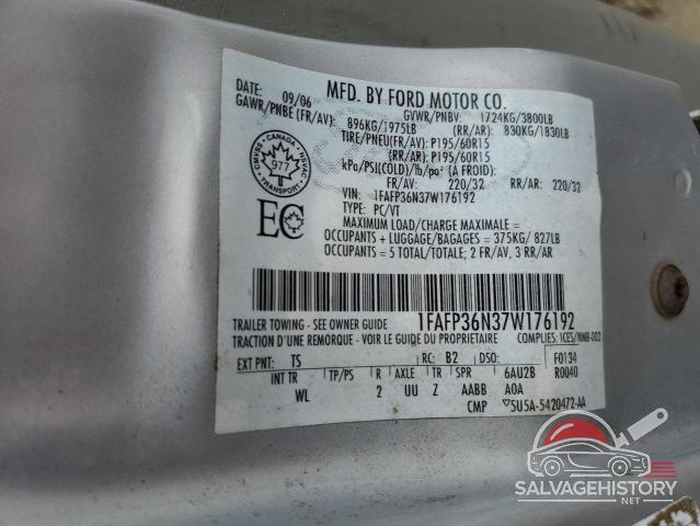 1FAFP36N37W176192 2007 FORD FOCUS photo no. 12