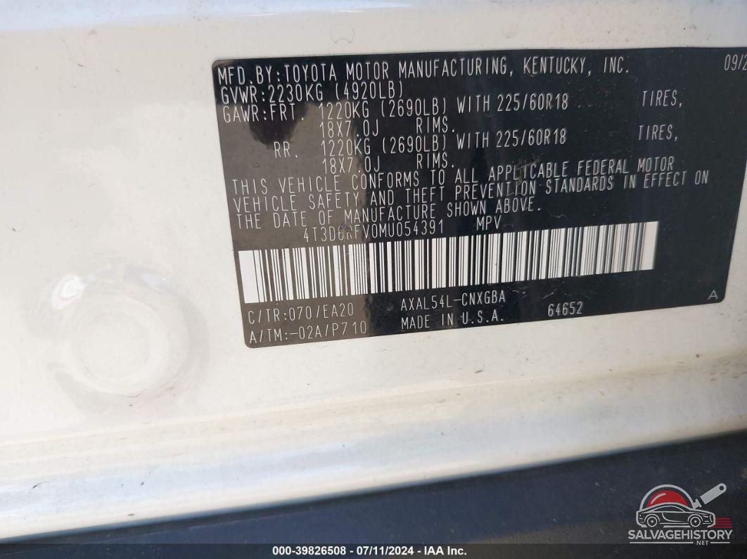 4T3D6RFV0MU054391 2021 TOYOTA RAV4 photo no. 9