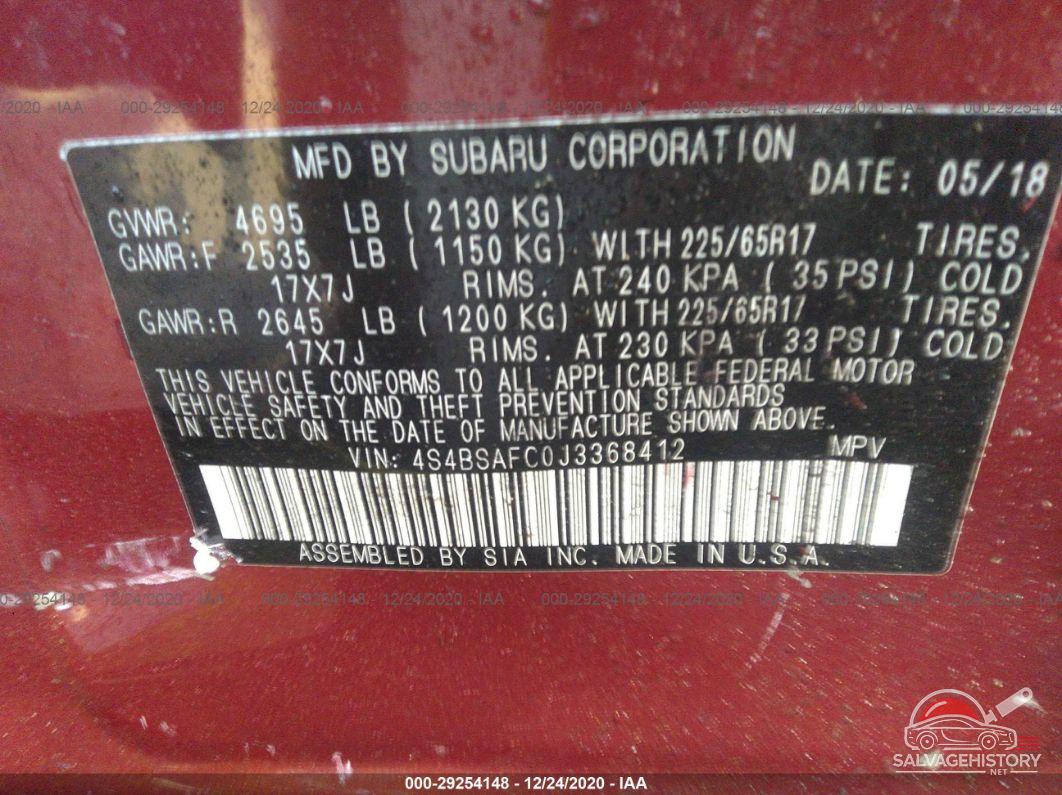 4S4BSAFC0J3368412 2018 SUBARU OUTBACK photo no. 9