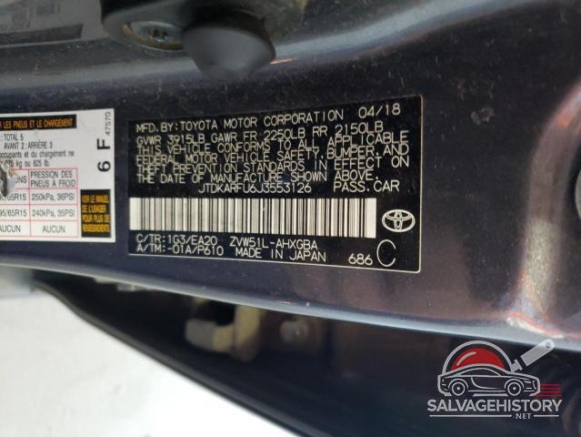 JTDKARFU6J3553126 2018 TOYOTA PRIUS photo no. 12