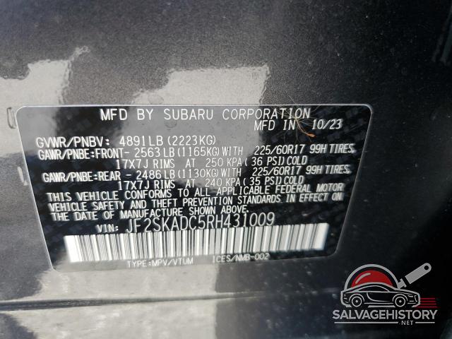JF2SKADC5RH431009 2024 SUBARU FORESTER photo no. 12
