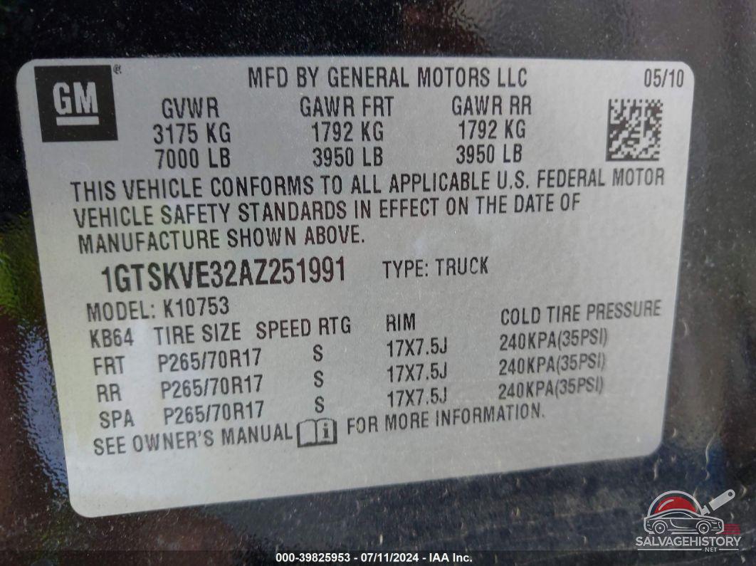 1GTSKVE32AZ251991 2010 GMC SIERRA 1500 photo no. 9