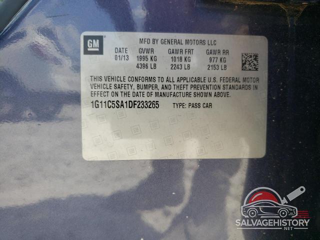 1G11C5SA1DF233265 2013 CHEVROLET MALIBU photo no. 12